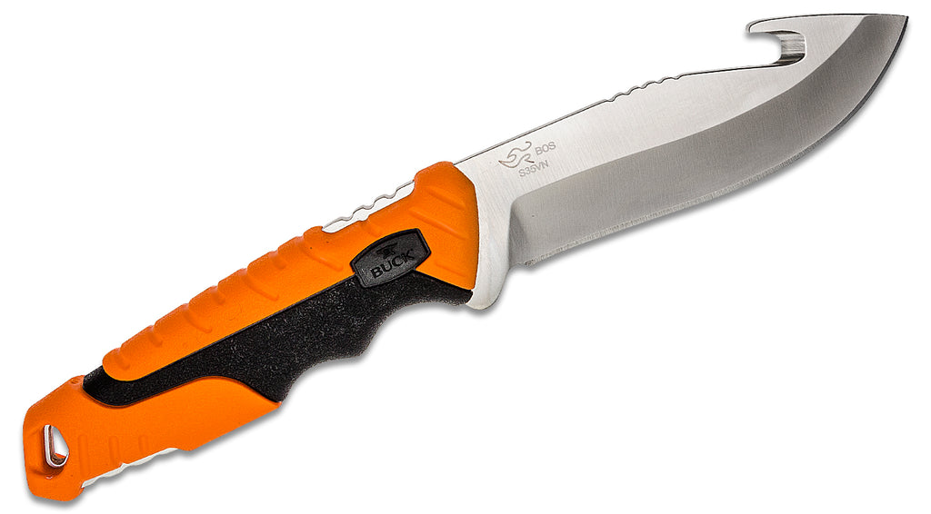 Buck 657 Large Pursuit Pro Fixed Blade Knife 4.25" S35VN Stainless Steel Guthook, Orange GRN and Rubber Handles