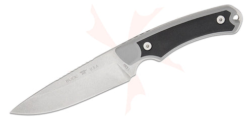Buck 663 Alpha Guide Select Fixed Blade Knife 4.5" 420HC Stonewashed Drop Point, Gray GFN Handles with Versaflex Inserts with polyester sheath