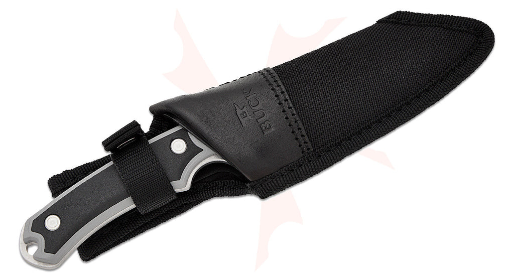 Buck 663 Alpha Guide Select Fixed Blade Knife 4.5" 420HC Stonewashed Drop Point, Gray GFN Handles with Versaflex Inserts with polyester sheath