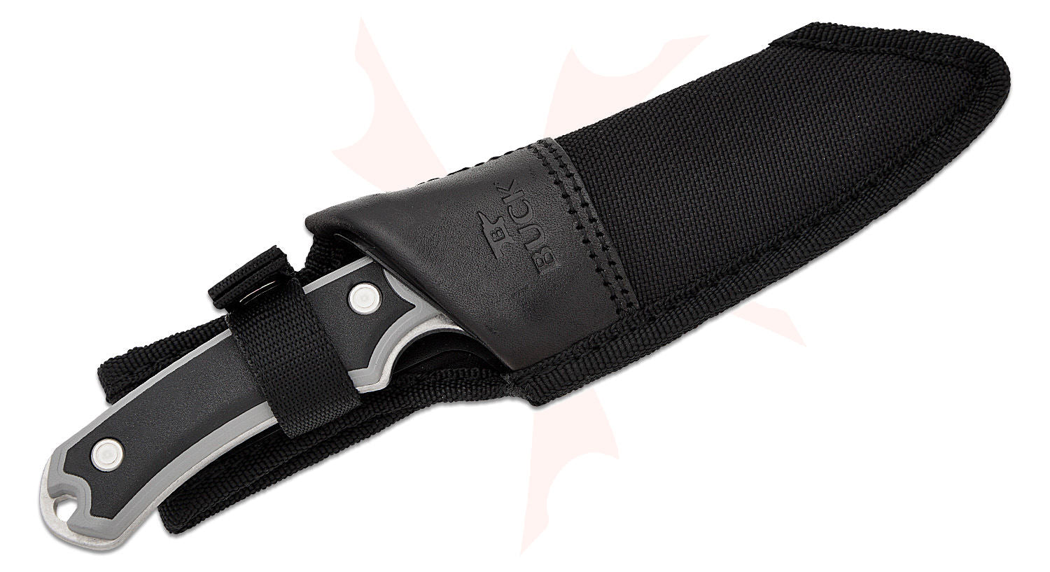 Buck 663 Alpha Guide Select Fixed Blade Knife 4.5" 420HC Stonewashed Drop Point, Gray GFN Handles with Versaflex Inserts with polyester sheath