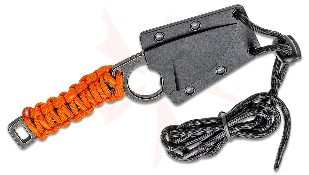 Columbia River CRKT 2415 TJ Schwarz Tailbone Fixed Blade Neck Knife 2.125" Black Stonewashed Drop Point